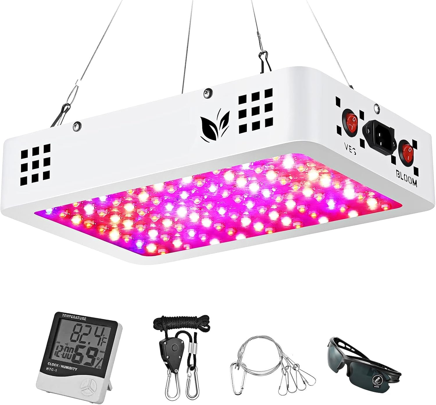 1000W LED Grow Light, Full Spectrum LED Grow Light with Dual Switch & Dual Chips, Grow Light for Hydroponic Indoor Plants Veg and Flower (10W Leds 100Pcs)