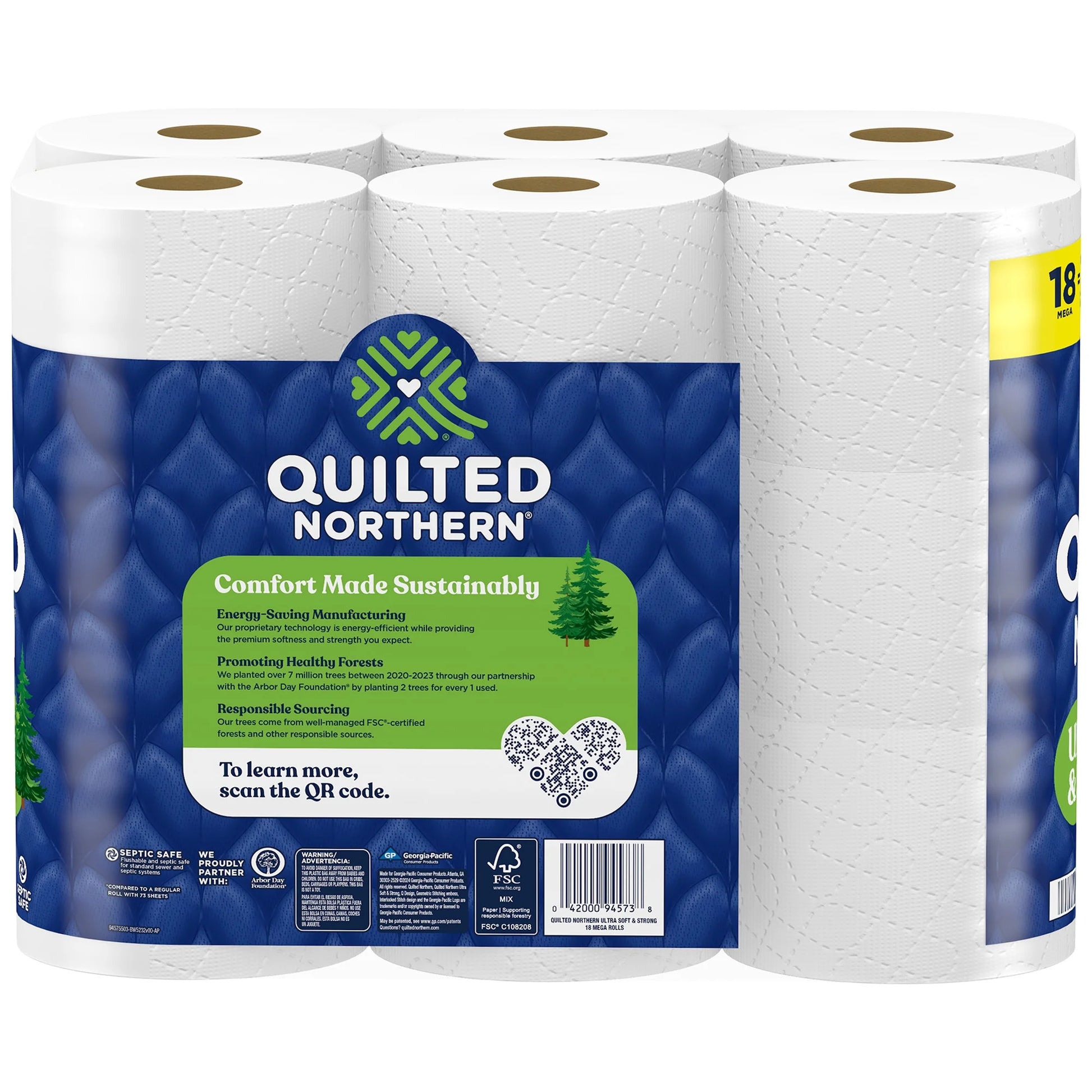 Ultra Soft & Strong 18 Mega Rolls, 5X Stronger*, Premium Soft Toilet Paper