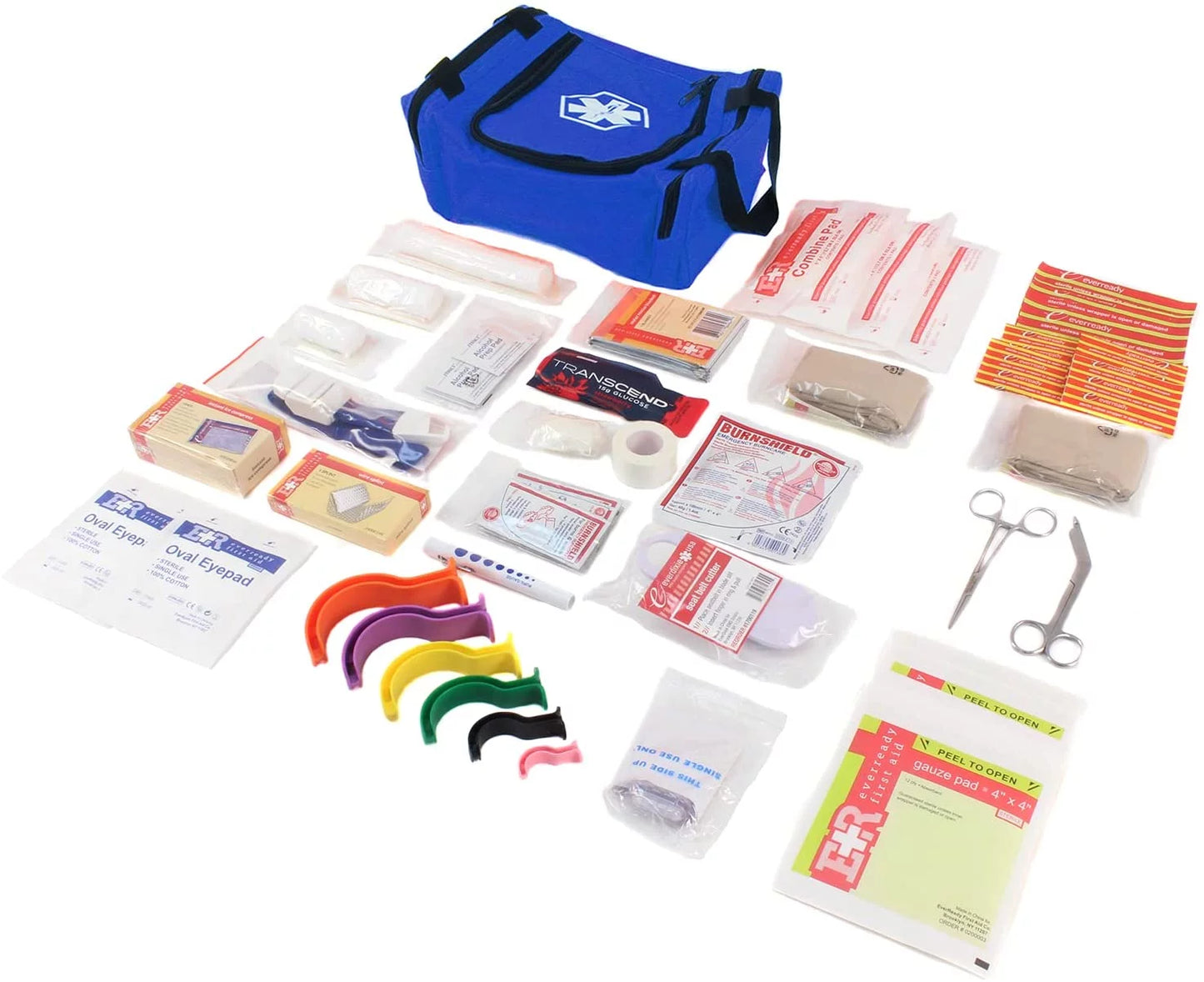 Ever Ready First Aid EMS First Responder Fully Stocked Trauma First Aid Kit with Gauze (Blue)