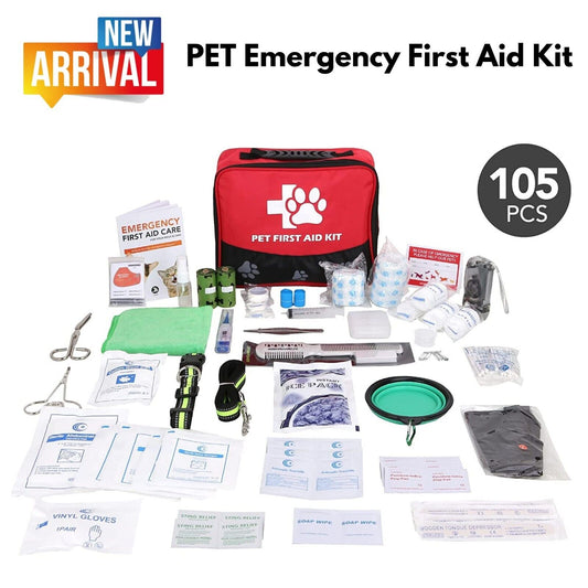 Pet First Aid Kit with Emergency Collar & Leash Dogs Cats for Home Office Travel