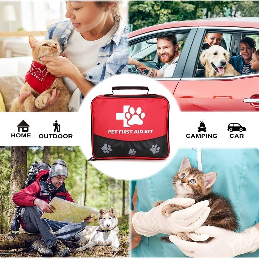 Pet First Aid Kit with Emergency Collar & Leash Dogs Cats for Home Office Travel