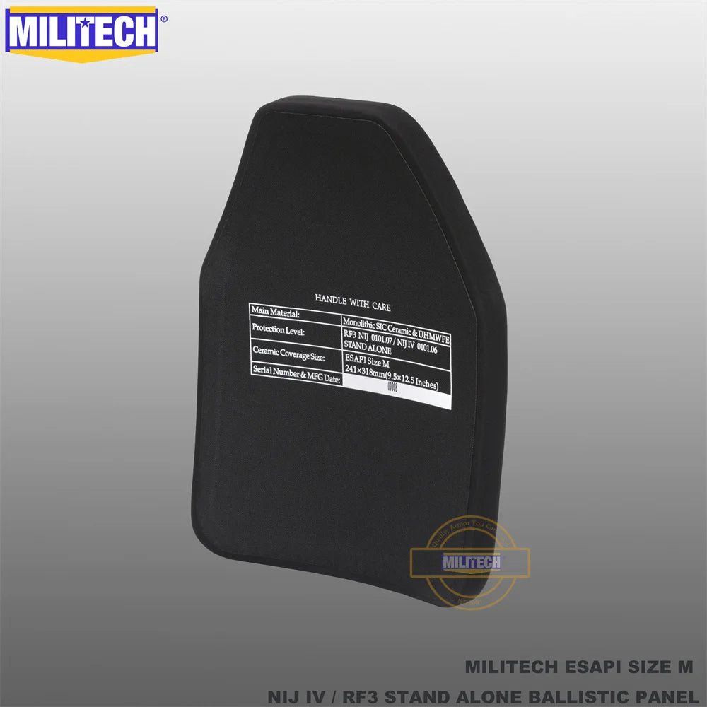 Black Label ESAPI Bulletproof Plate NIJ IV NIJ 0101.07 RF3 Monolithic SIC & PE Stand Alone Two Pieces Ballistic Panel