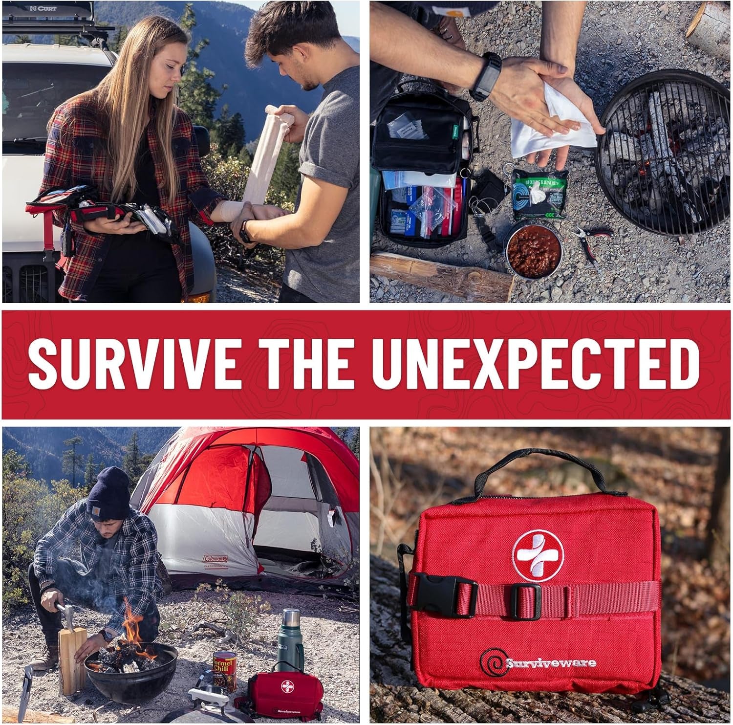 180 Pcs Comprehensive Premium Survival First Aid Kit - Medical Emergency Kit for Travel Camping Gear, Home Essentials & Outdoor Emergencies - HSA & FSA Eligible Survival Kit