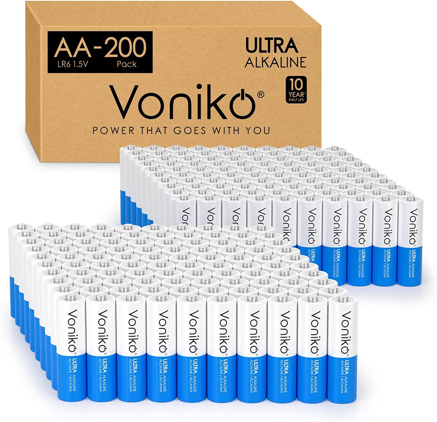 - Premium Grade AA Batteries - (800 Pack) - Alkaline Double a Battery - Ultra Long-Lasting, Leakproof 1.5V Batteries - 10-Year Shelf Life