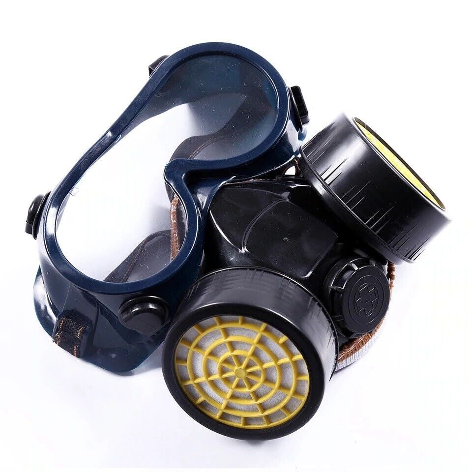 Emergency Survival Safety Respiratory Gas Mask Goggles &2 Dual Protection Filter