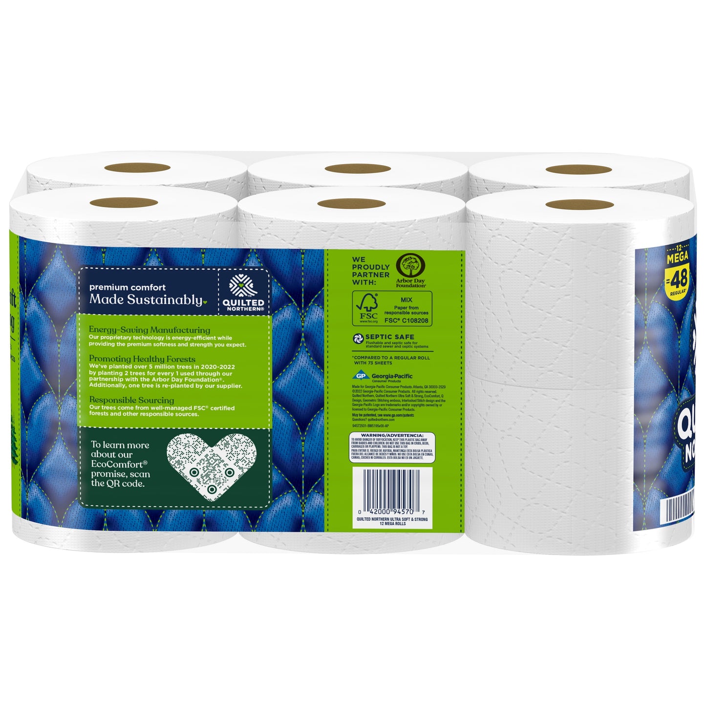 Ultra Soft & Strong 12 Mega Rolls, 5X Stronger*, Premium Soft Toilet Paper