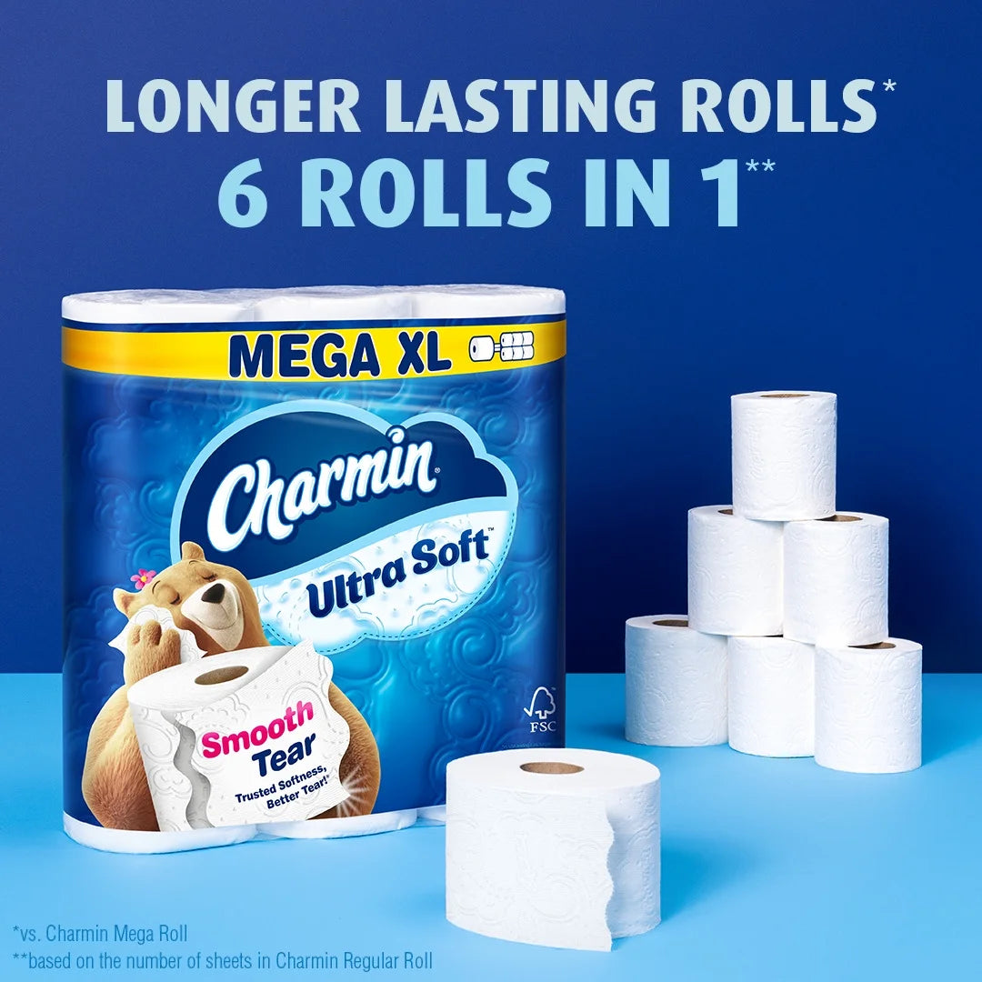 Ultra Soft Toilet Paper 18 Mega XL Rolls, 336 Sheets per Roll