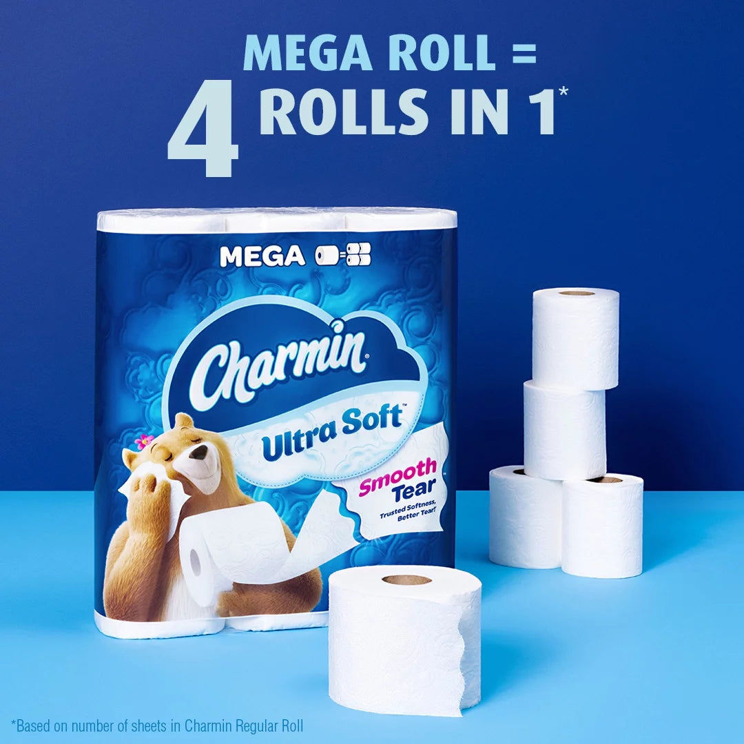 Ultra Soft Toilet Paper 24 Mega Rolls, 224 Sheets per Roll