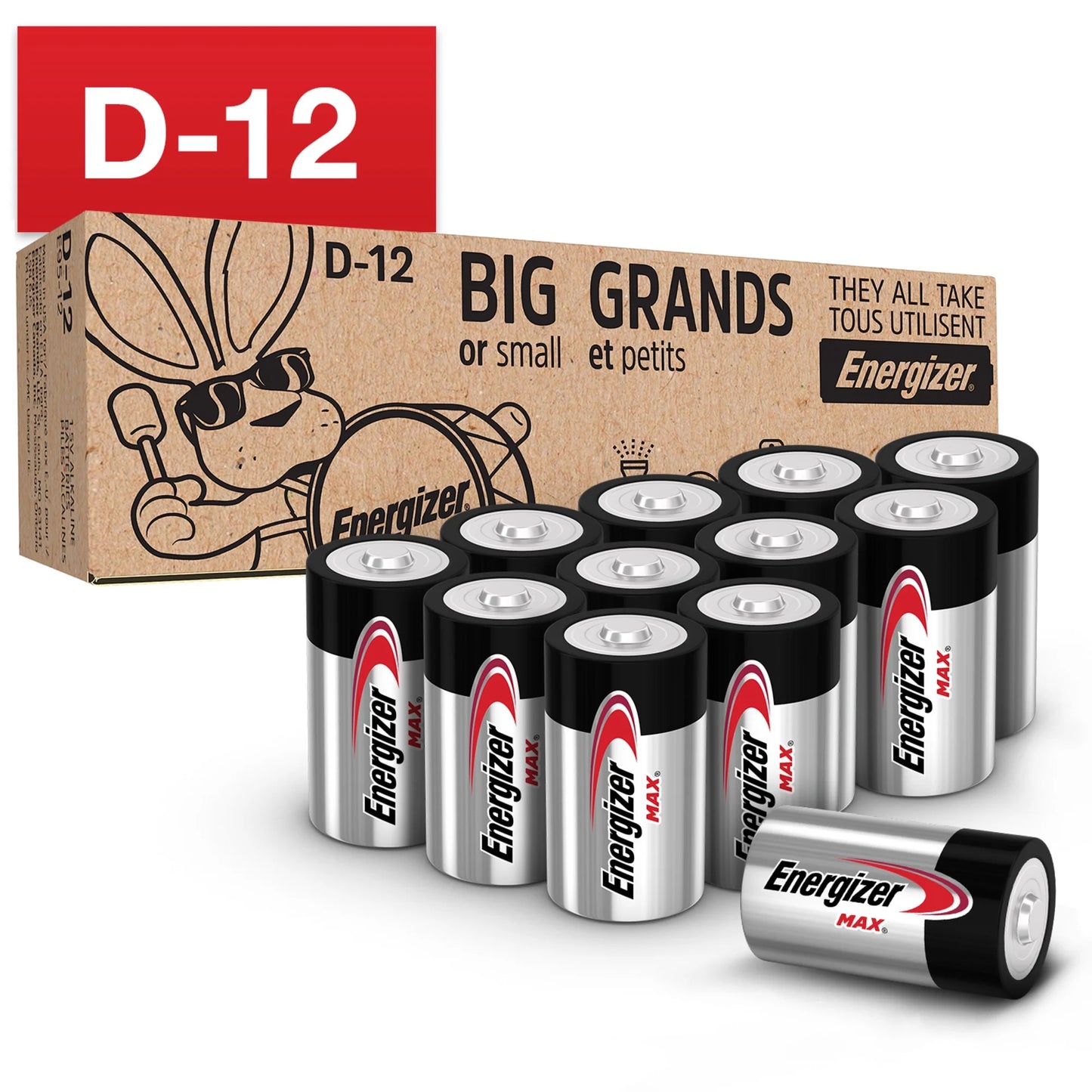 MAX D Batteries (12 Pack), D Cell Alkaline Batteries