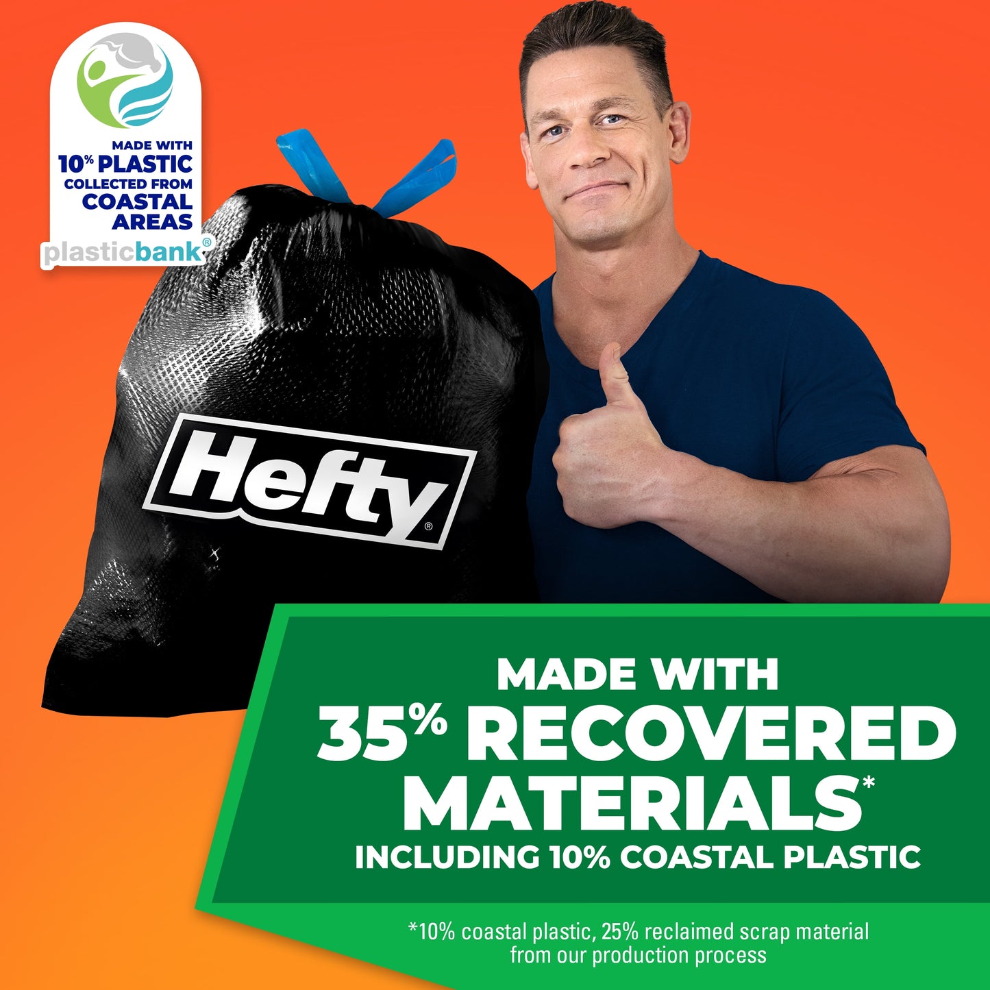 Ultra Strong 30 Gallon Trash Bags, Large Trash Bags Made with Recovered Materials, Including Coastal Plastic, Black, Seaside Breeze Scent, 20 Bags