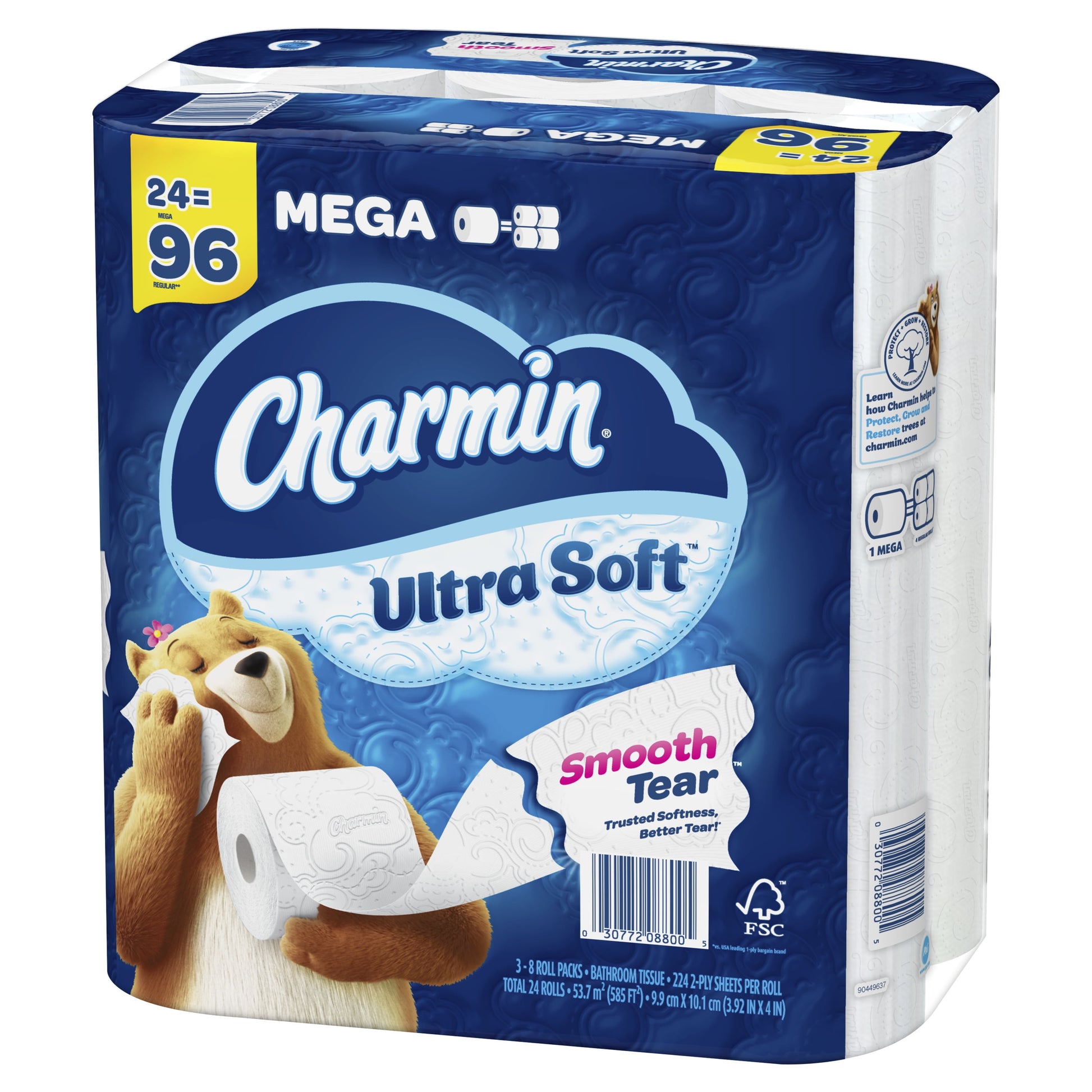 Ultra Soft Toilet Paper 24 Mega Rolls, 224 Sheets per Roll