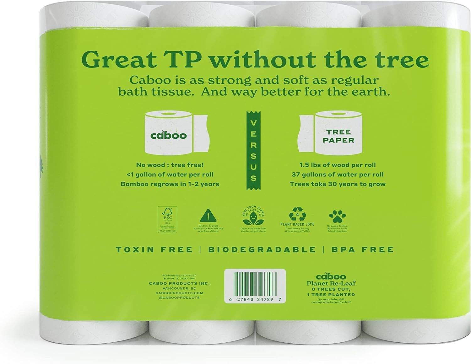 Tree Free Bamboo Toilet Paper, Septic Safe Chemical Free Toilet Paper, Biodeg...