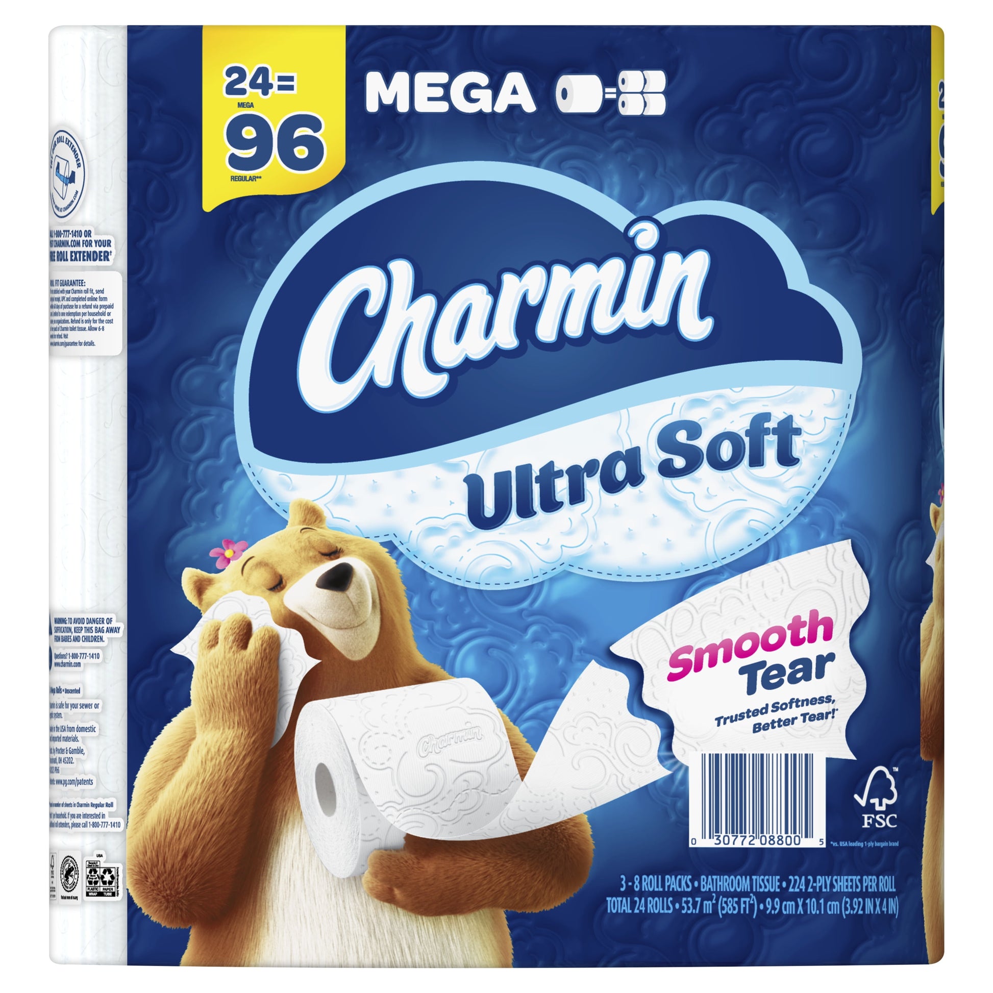 Ultra Soft Toilet Paper 24 Mega Rolls, 224 Sheets per Roll