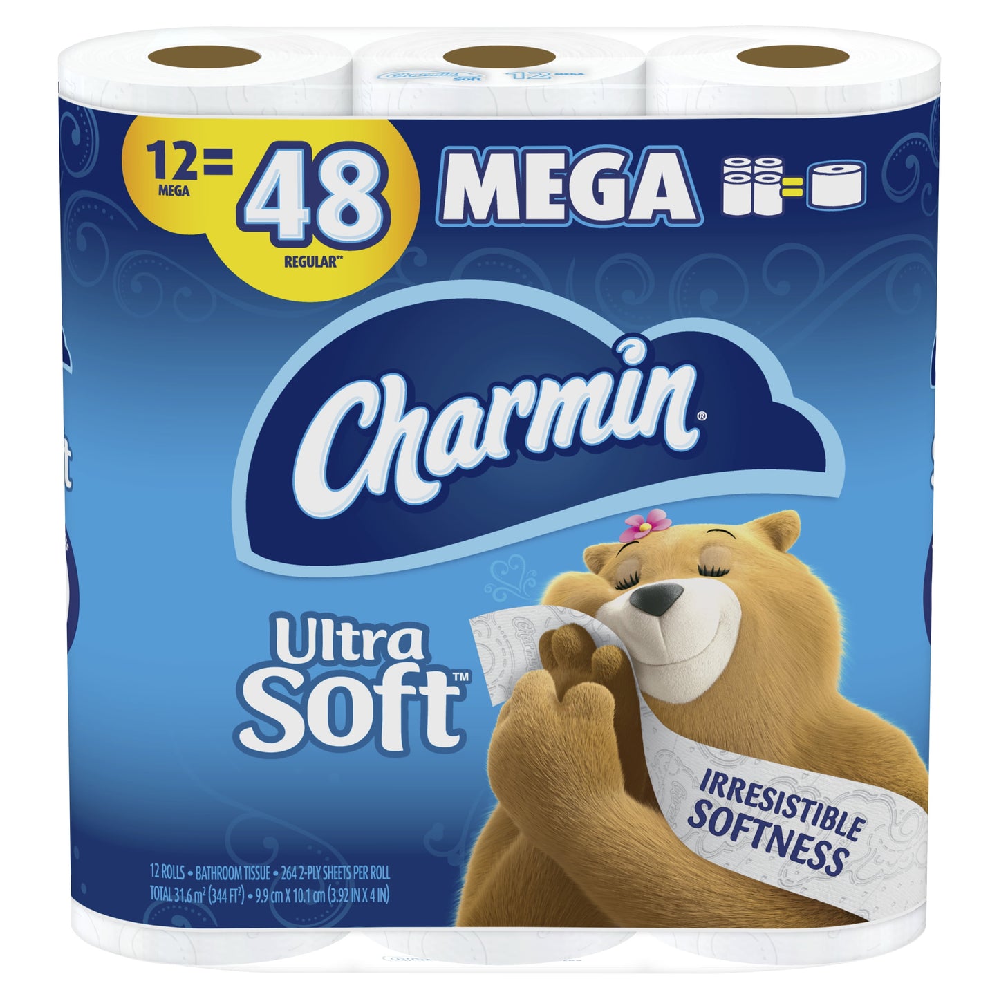 Ultra Soft Toilet Paper 12 Mega Rolls, 264 Sheets per Roll