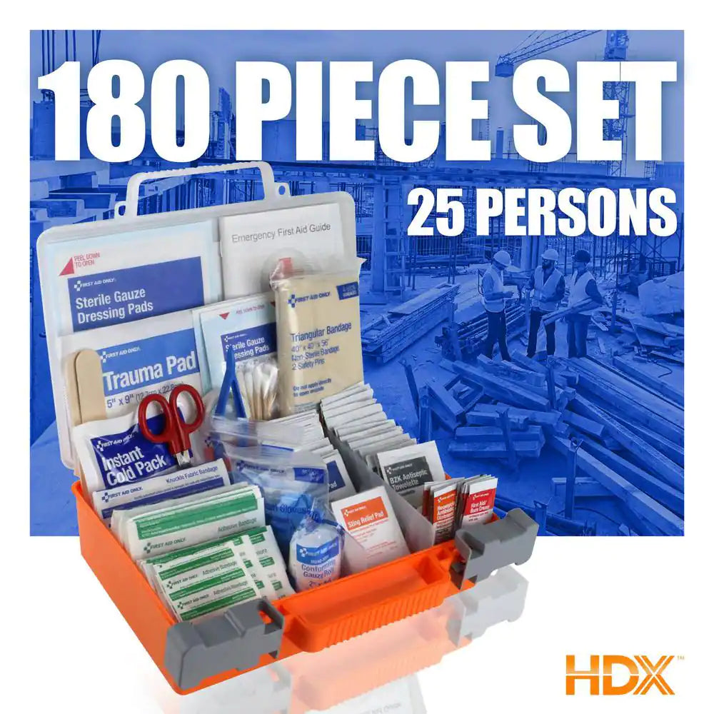 180-Piece, 25-Person Plastic OSHA First Aid Kit