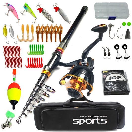 Carbon Telescopic Spinning Fishing Rod Reel Set - Professional Feeder Rod Combo