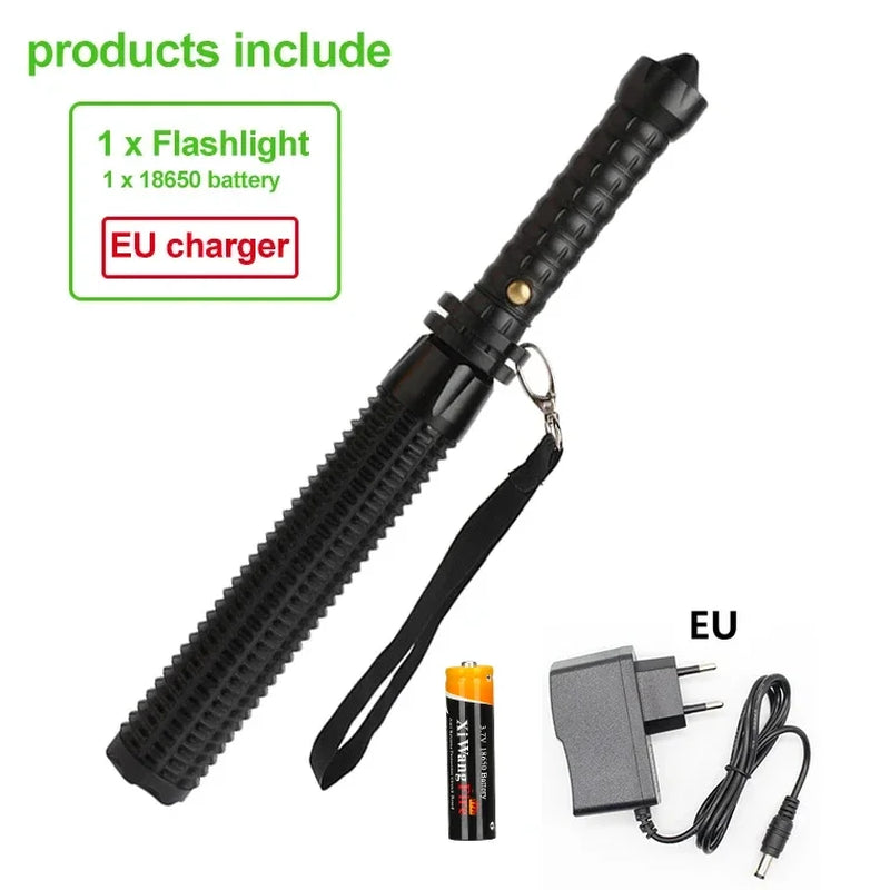 5000LM Self-Defense Flashlight Zoom Rechargeable Lamp 18650 Tactical Flashlight Waterproof Outdoor Self Defense Hunting Camping