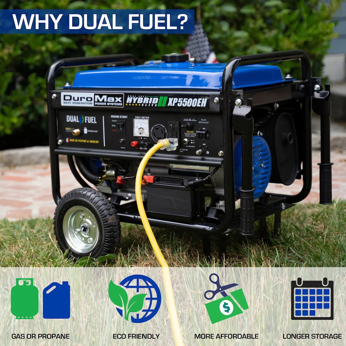 XP5500EH 5,500 Watt Portable Dual Fuel Gas Propane Powered Generator