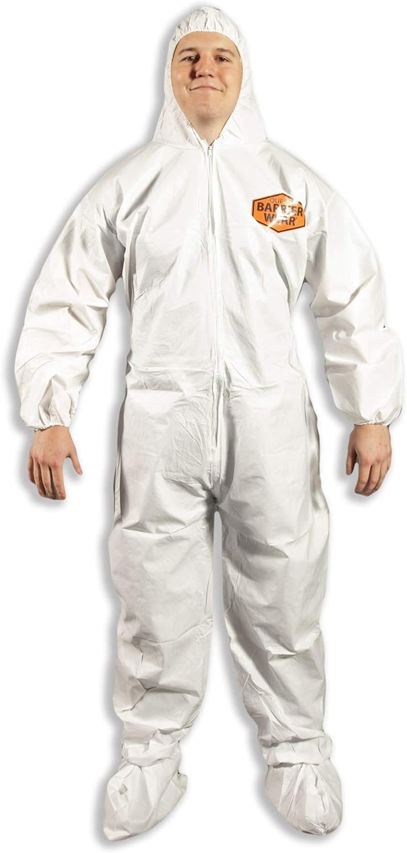 Quest Barrierwear Disposable Coveralls for Light Splash and Dry Environments - PPE White Hazmat Suit