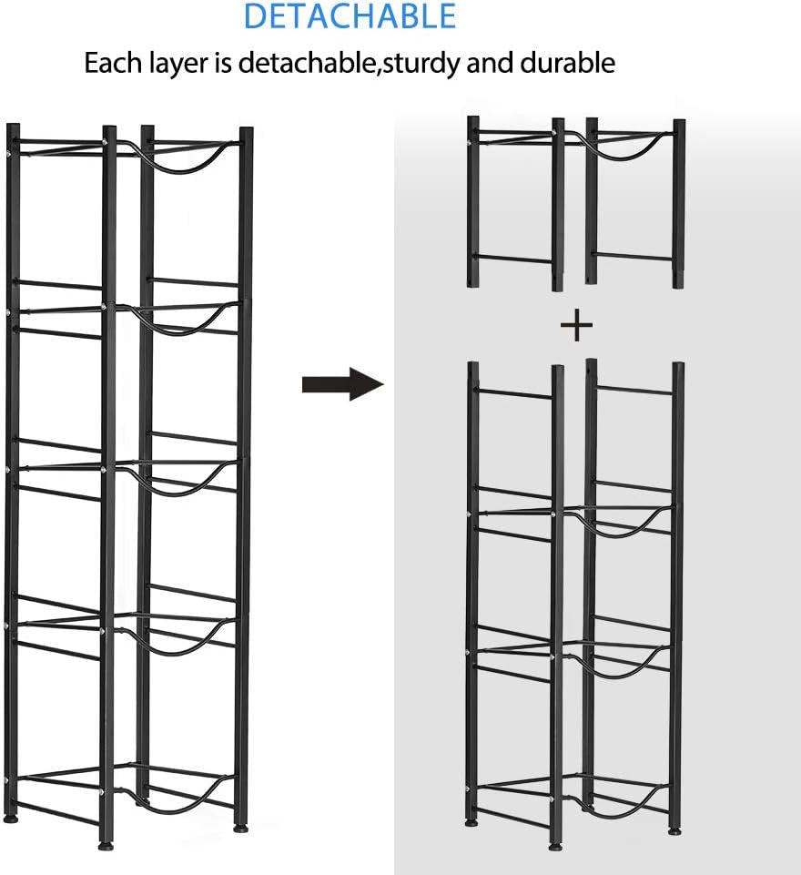 Water Cooler Jug Rack, 5-Tier Heavy Duty Water Bottle Holder Storage Rack for 5 Gallon Water Dispenser, save Space (Black)