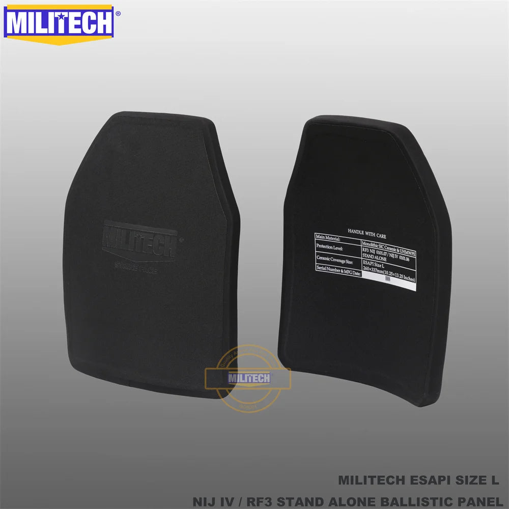 Black Label ESAPI Bulletproof Plate NIJ IV NIJ 0101.07 RF3 Monolithic SIC & PE Stand Alone Two Pieces Ballistic Panel