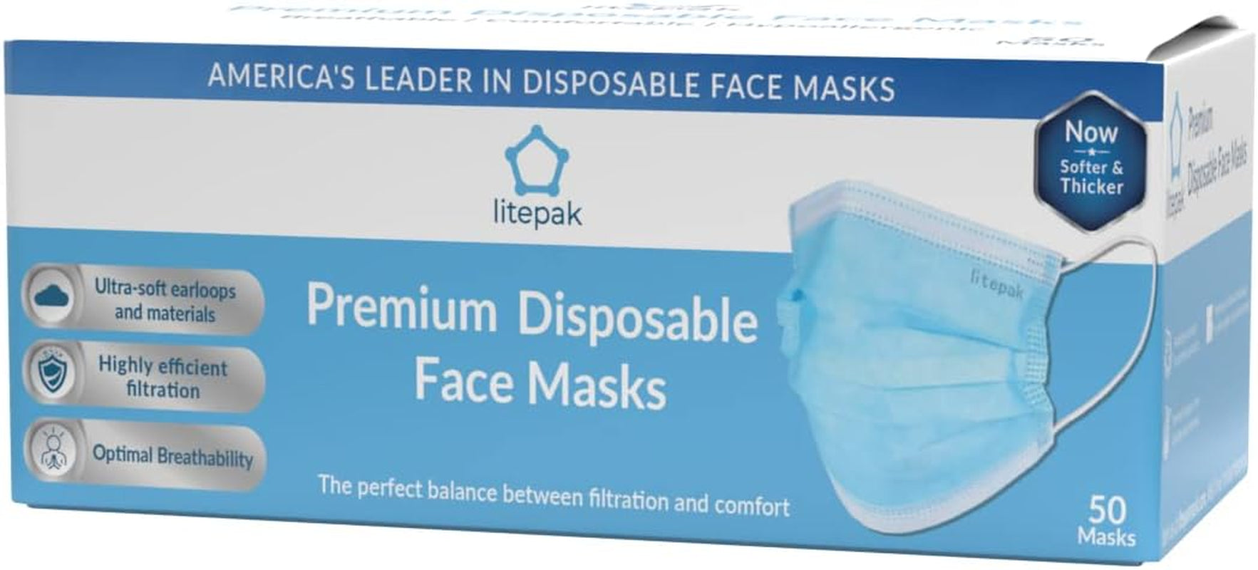 500Pcs Premium Disposable Face Mask SOFT 3Ply Nose Wire