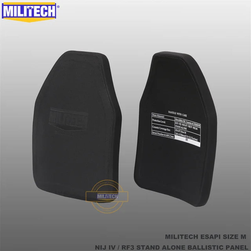 Black Label ESAPI Bulletproof Plate NIJ IV NIJ 0101.07 RF3 Monolithic SIC & PE Stand Alone Two Pieces Ballistic Panel