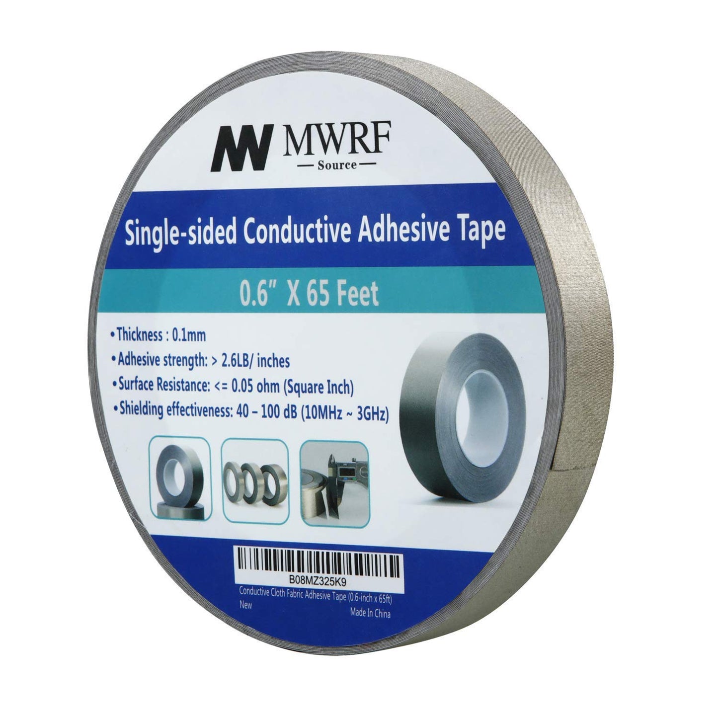 Conductive Cloth Fabric Adhesive Faraday Tape (1.6-Inch X 65Ft); EMI Grounding; RFID Signal Attenuation; Radio Frequency Signal Attenuation; Guitar Interference Shielding