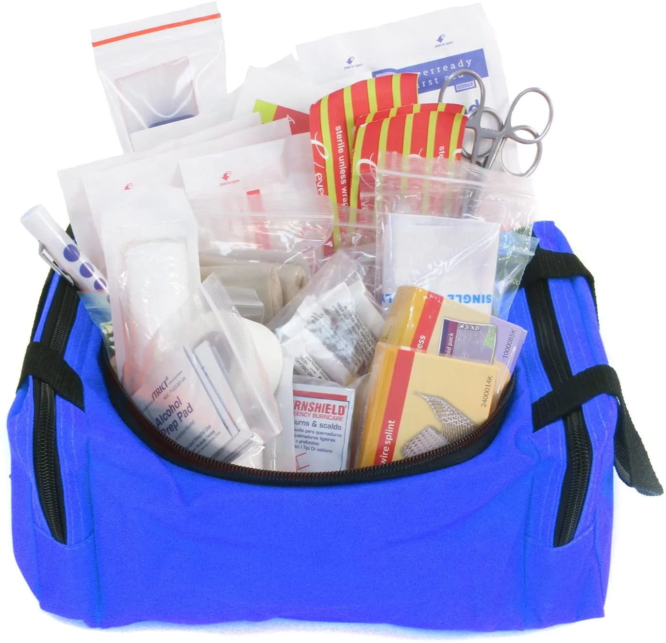 Ever Ready First Aid EMS First Responder Fully Stocked Trauma First Aid Kit with Gauze (Blue)