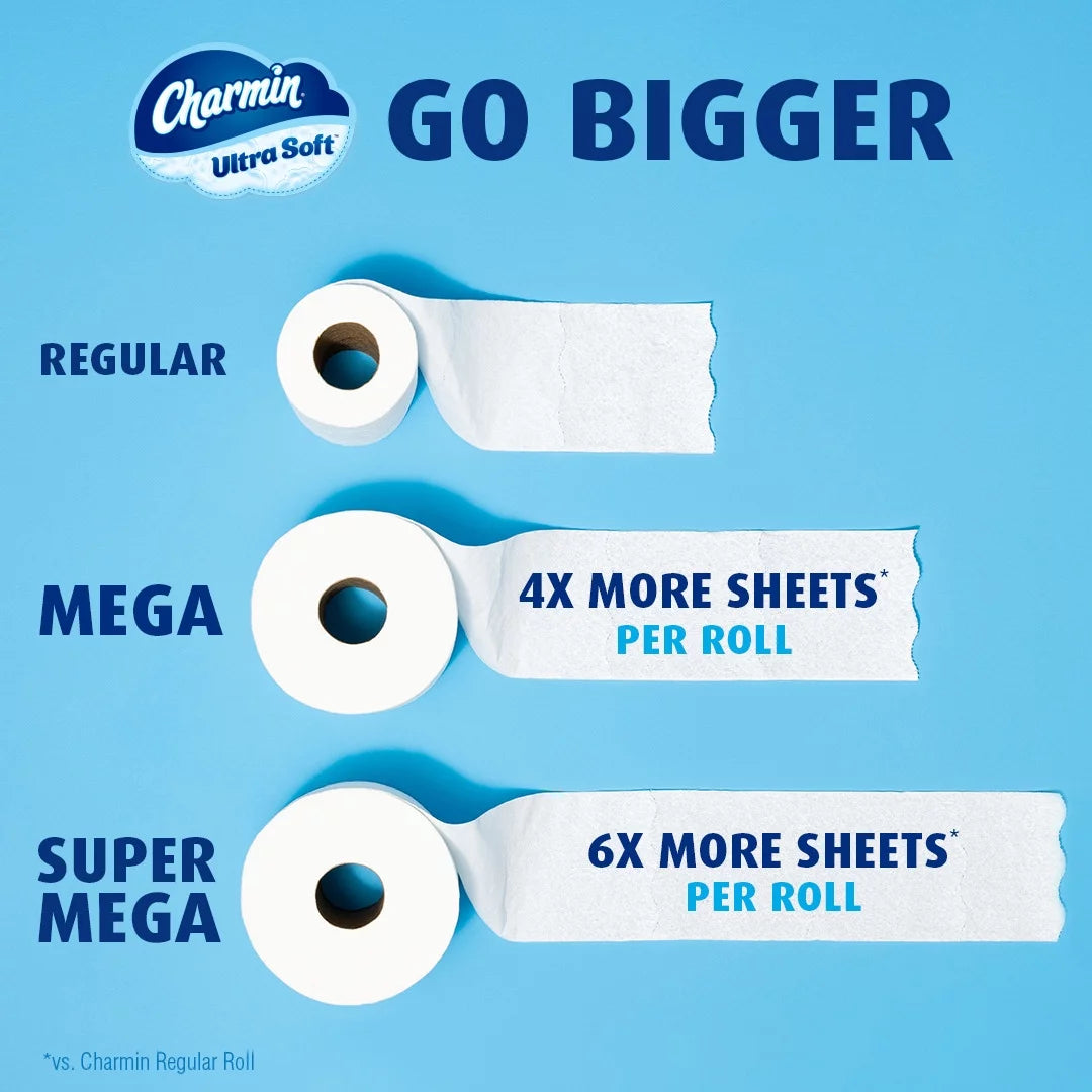 Ultra Soft Toilet Paper 24 Mega Rolls, 224 Sheets per Roll