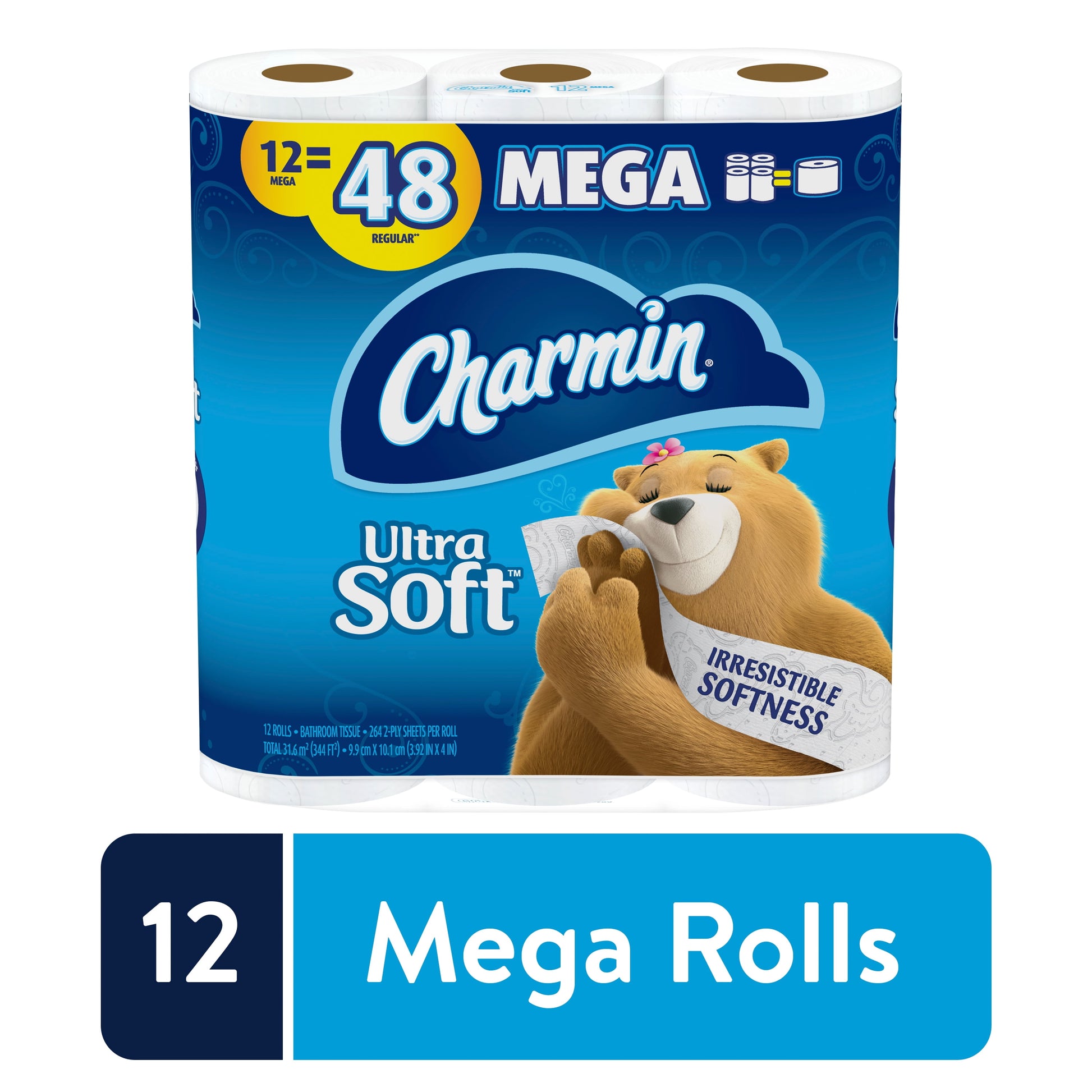 Ultra Soft Toilet Paper 12 Mega Rolls, 264 Sheets per Roll