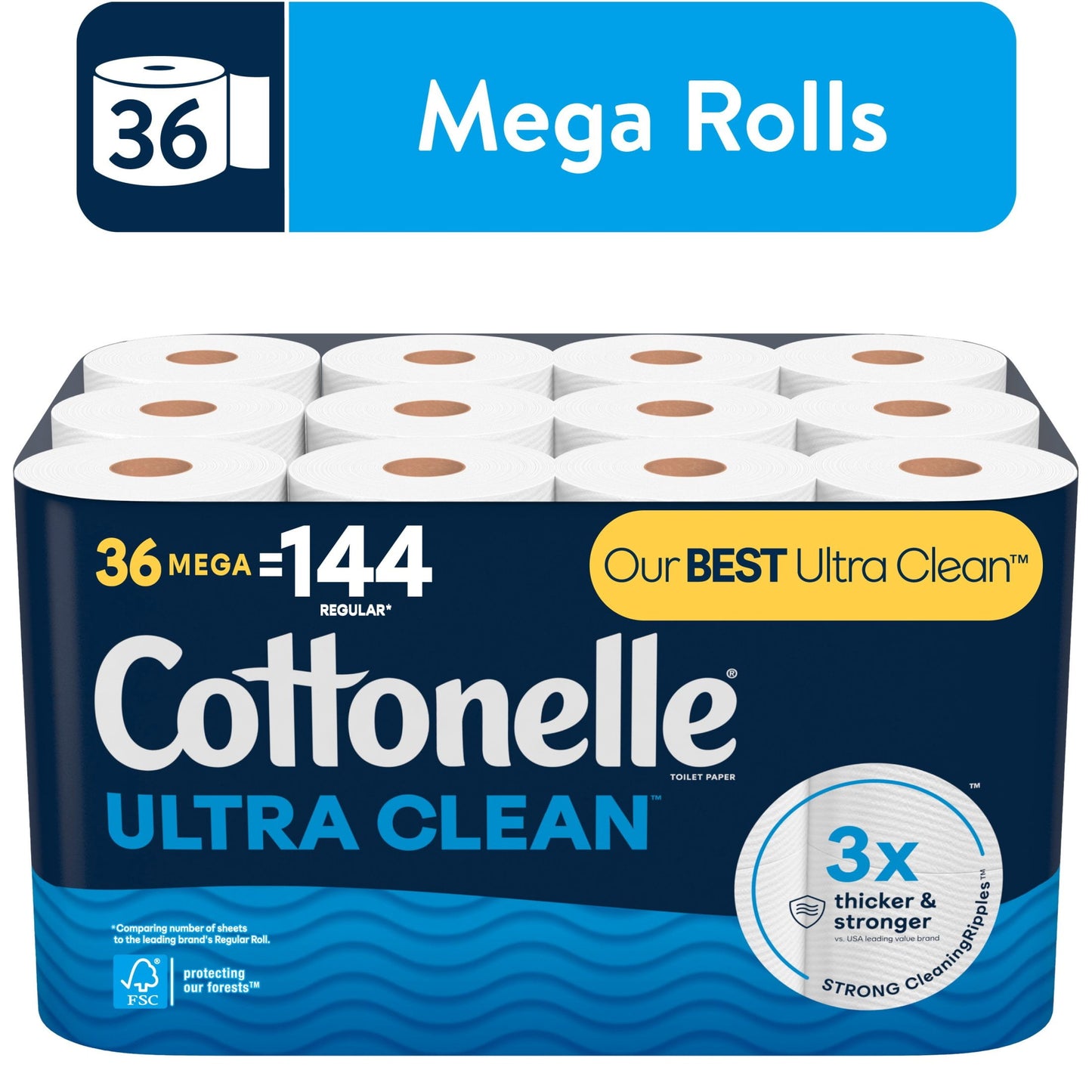 Ultra Clean Toilet Paper, 36 Mega Rolls