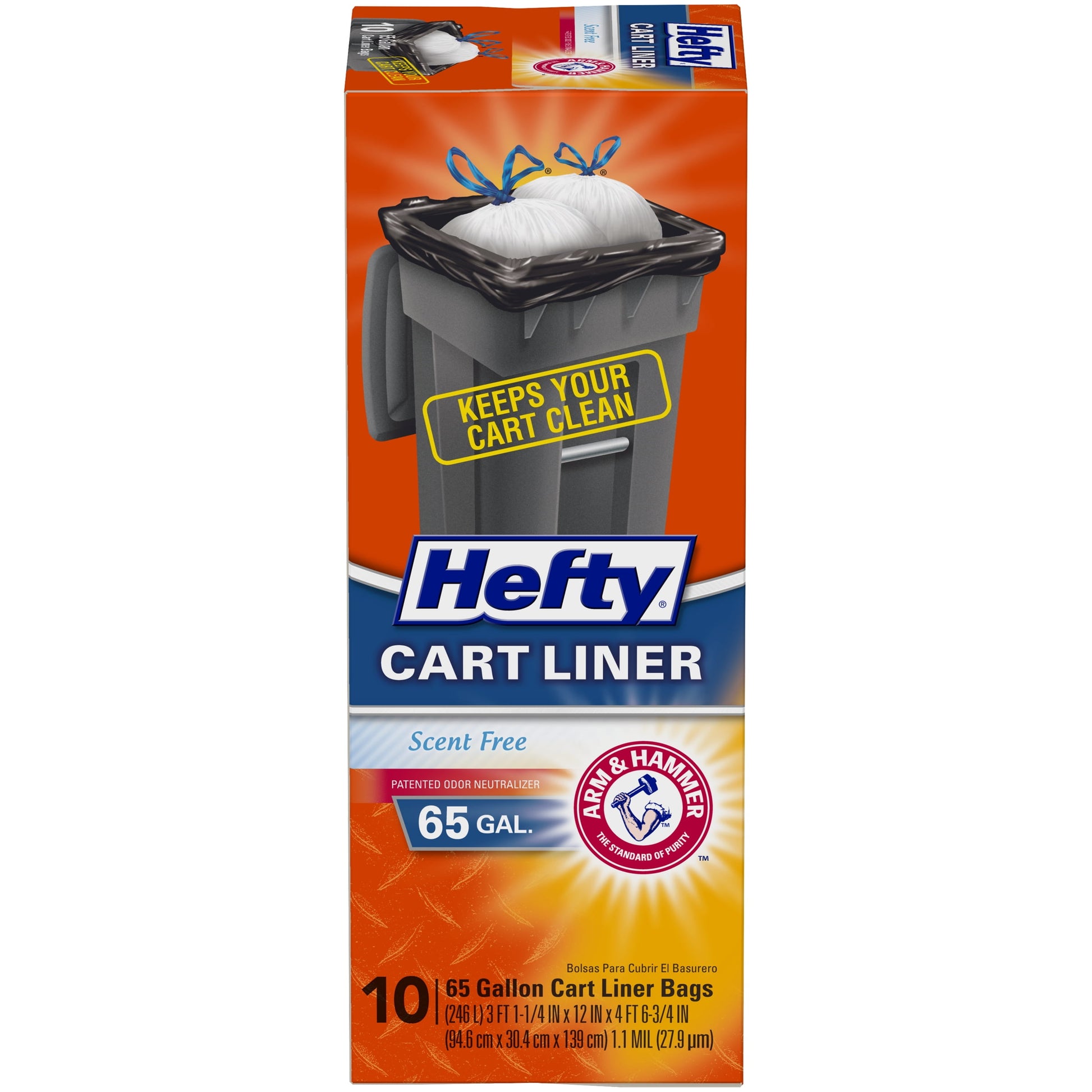 Cart Liner Trash Bags, 65 Gallon, 10 Bags