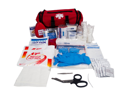 First Aid Kit - EMS EMT Rescue Trauma First Responder Bag - Red