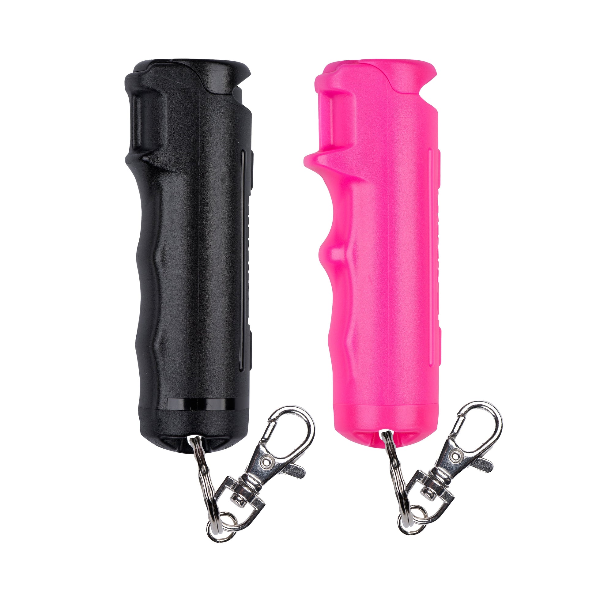 Pepper Spray with Finger Grip and Key Ring, Black and Pink, 2-Pack, 0.2 Lb, 1In X 1In X 3.88In