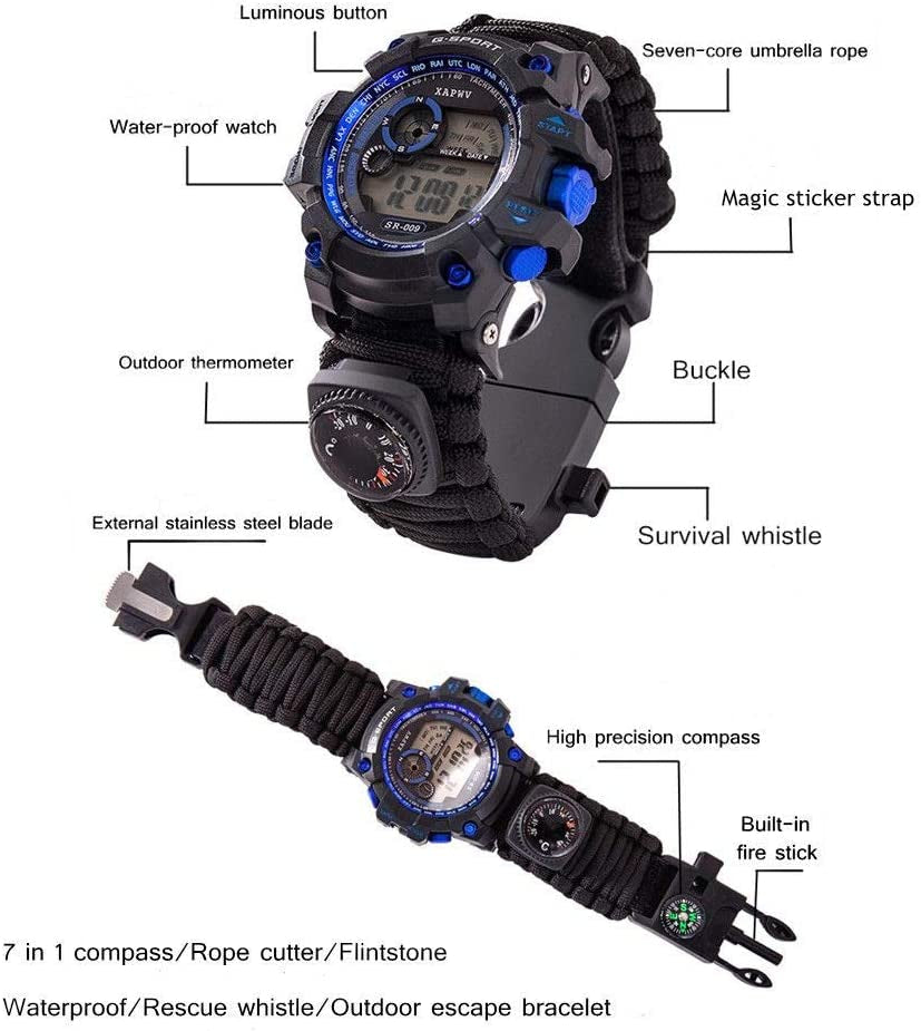 50 M Waterproof Tactical Watch£¬7 in 1 Multifunctional Outdoor Watch Gear