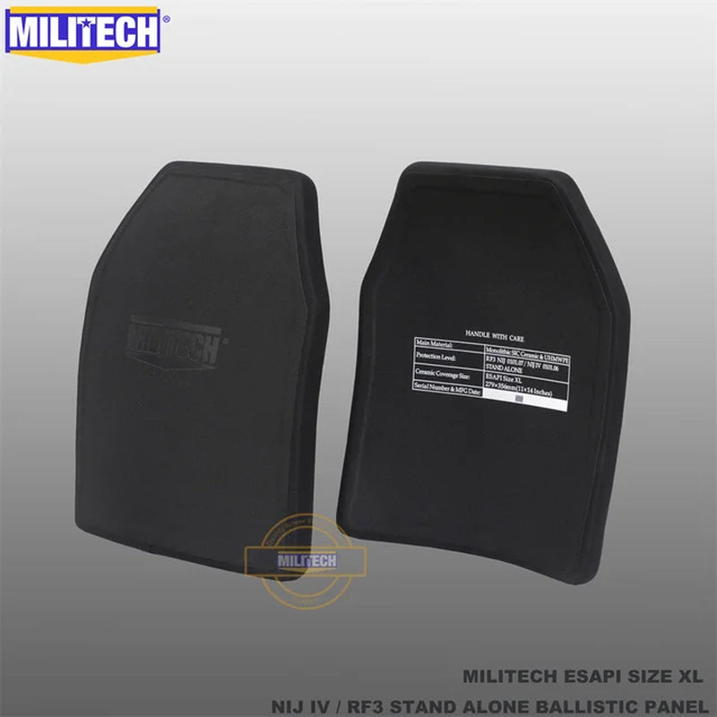 Black Label ESAPI Bulletproof Plate NIJ IV NIJ 0101.07 RF3 Monolithic SIC & PE Stand Alone Two Pieces Ballistic Panel