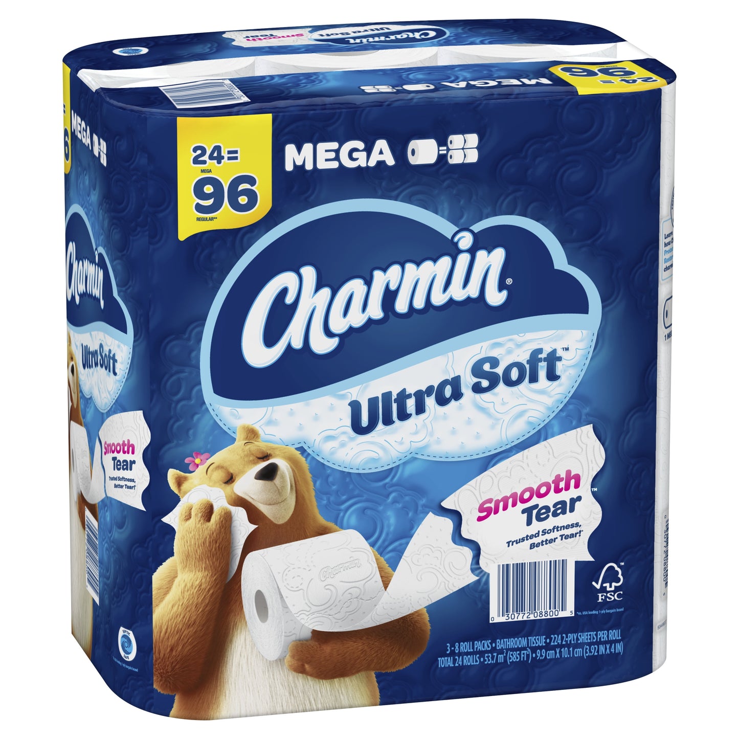 Ultra Soft Toilet Paper 24 Mega Rolls, 224 Sheets per Roll