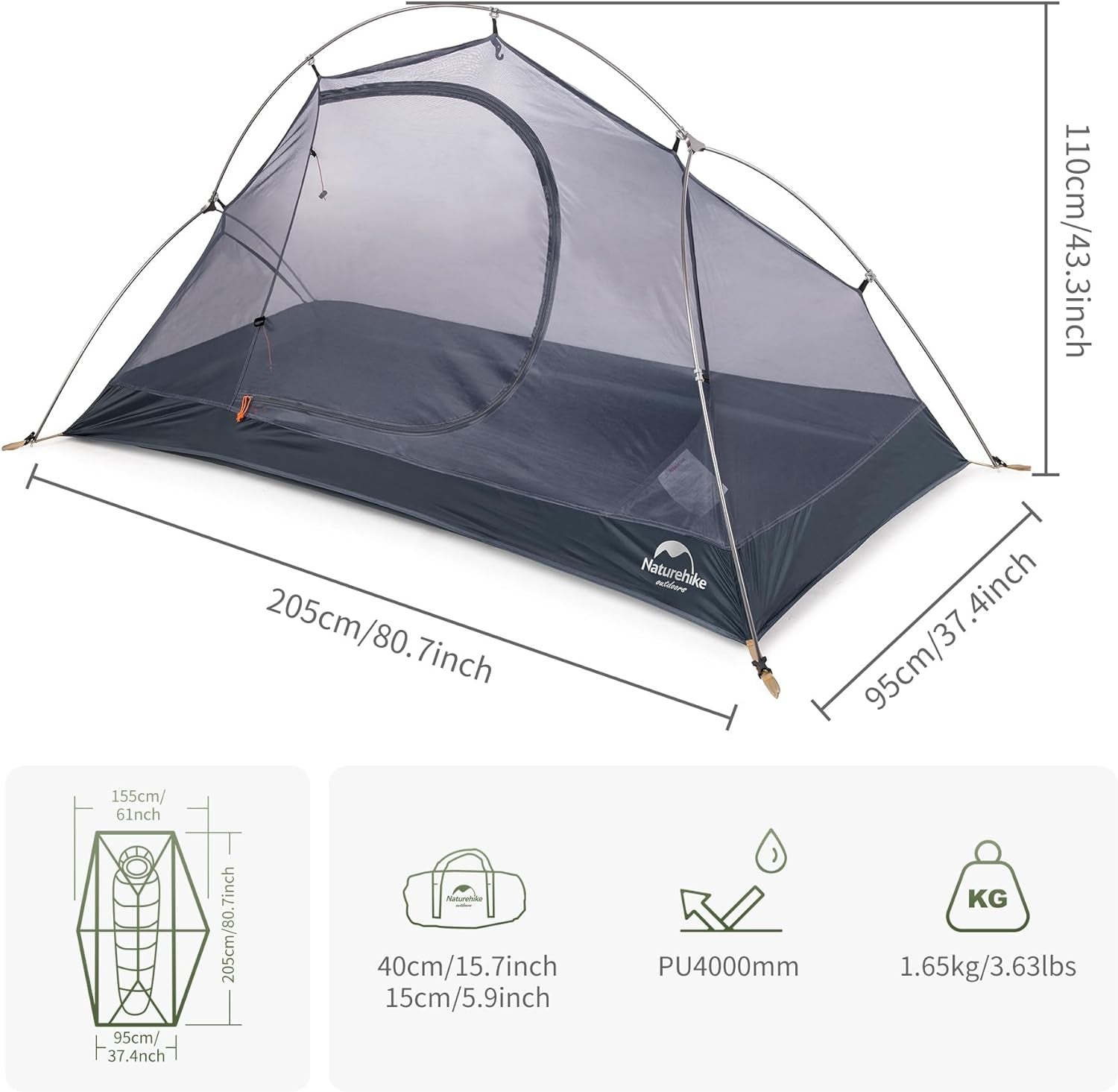 Bikepacking 1 Person Tent, Waterproof Easy Set up Free Standing Single Person Tent, Lightweight Backpacking Tent for 1 Person, One Person Tent with Footprint Included