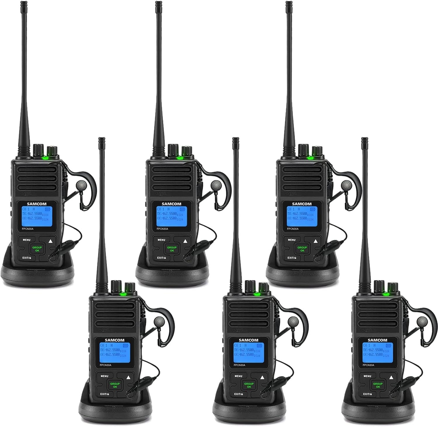 Long Range Walkie Talkies for Adults, 5Watt FPCN30A Two Way Radios with Earpieces,Programmable UHF 2 Way Long Distance Radio GROUP CALL for Commercial Cruises Hunting Hiking,6 Packs