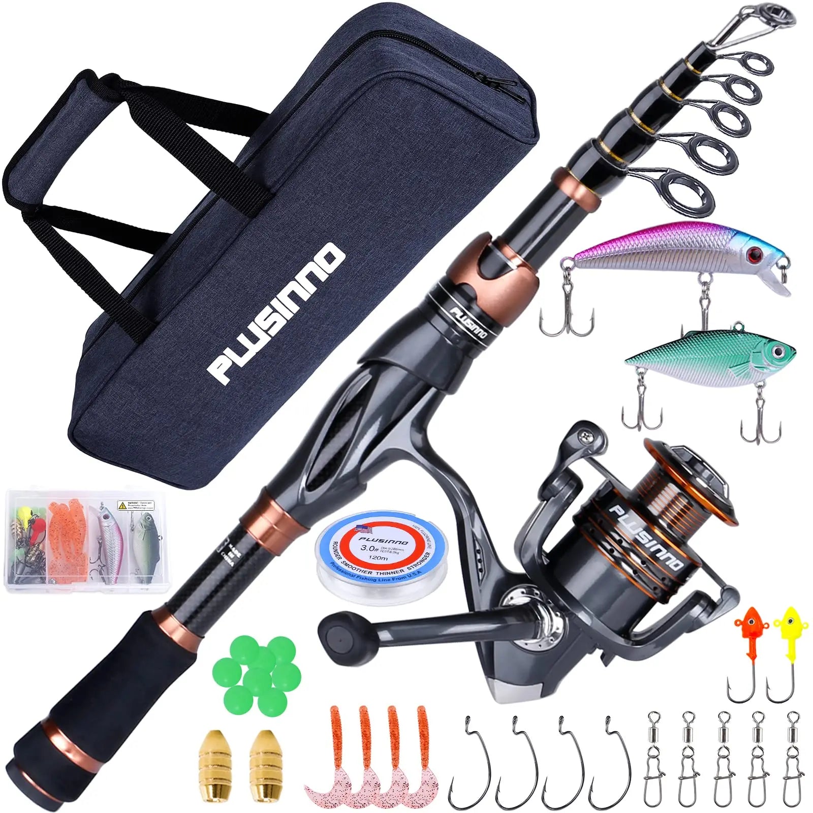 Bronze Warrior Toray 24-Ton Carbon Matrix Telescopic Fishing Rod and Reel Combo