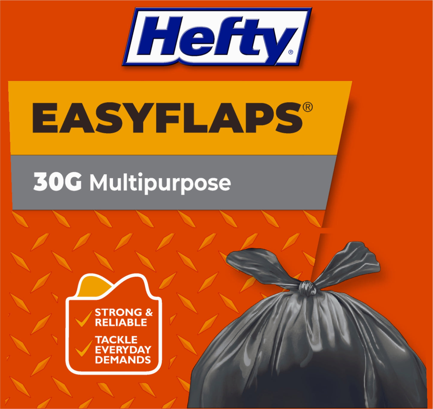 Easy Flaps Multipurpose Large Trash Bags, 30 Gallon, 40 Count