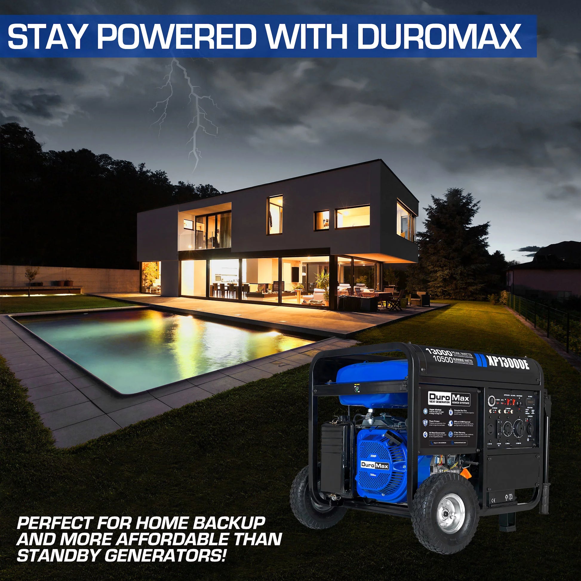 XP13000E 13,000 Watt Portable Gas Powered Generator