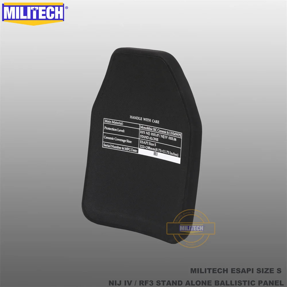 Black Label ESAPI Bulletproof Plate NIJ IV NIJ 0101.07 RF3 Monolithic SIC & PE Stand Alone Two Pieces Ballistic Panel