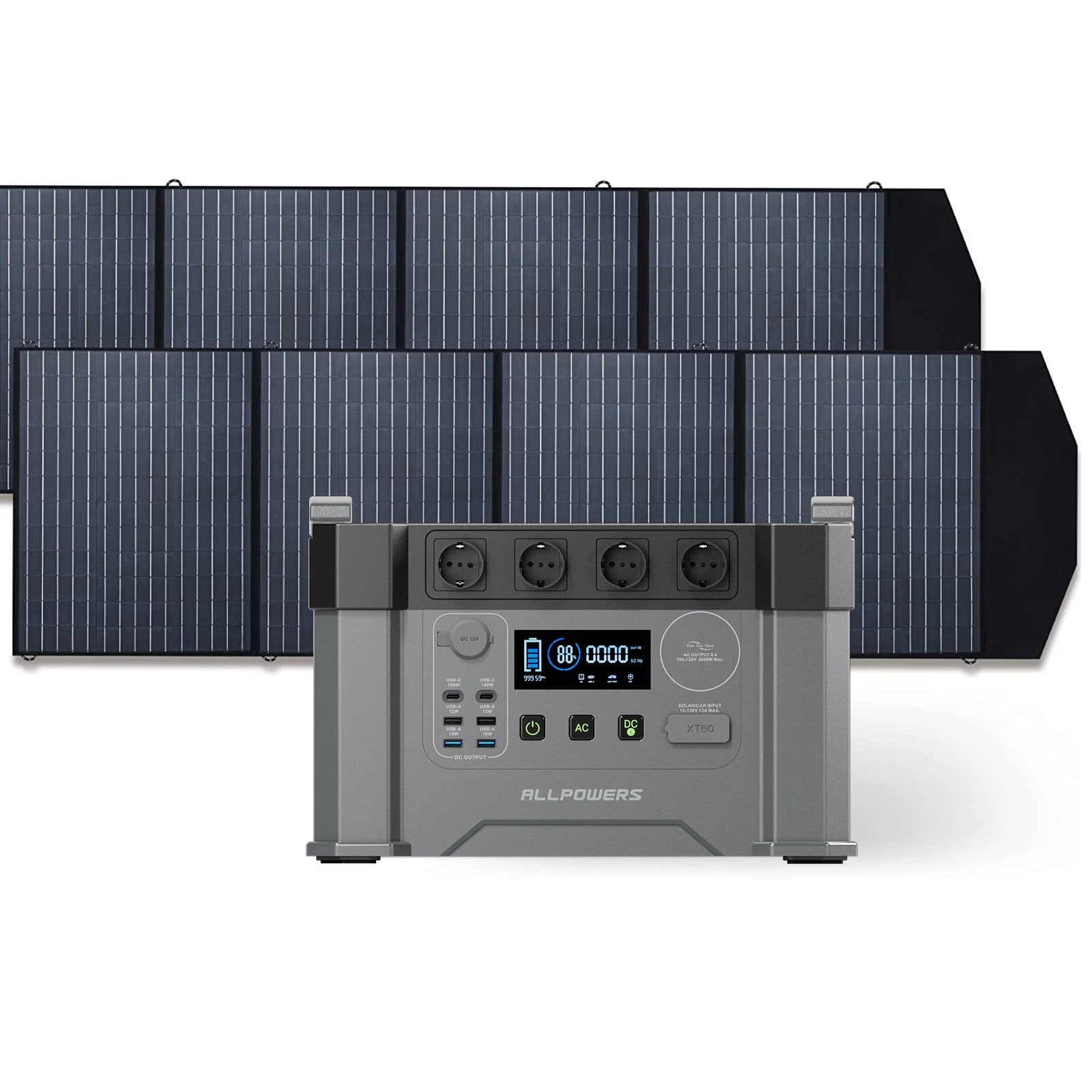 Portable Energy Storage Power Supply 1451Wh 2400W Emergency Backup Powerstation with 140W / 200W / 400W Solarpanel