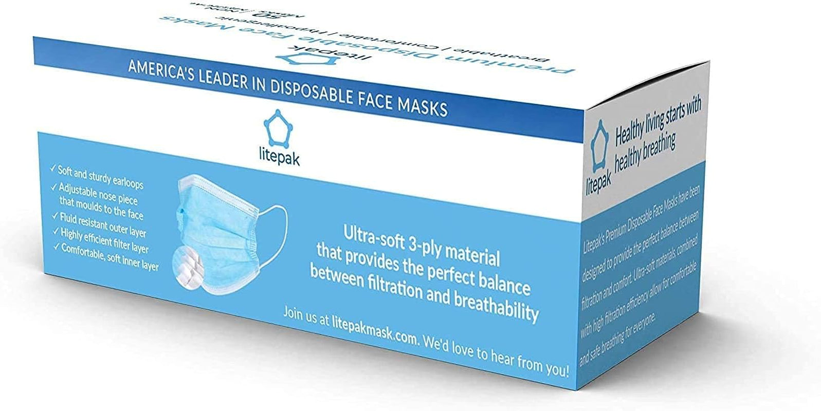 500Pcs Premium Disposable Face Mask SOFT 3Ply Nose Wire