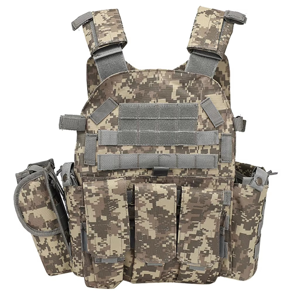 Adjustable Camo Plate Carrier Vest for Outdoor Sports