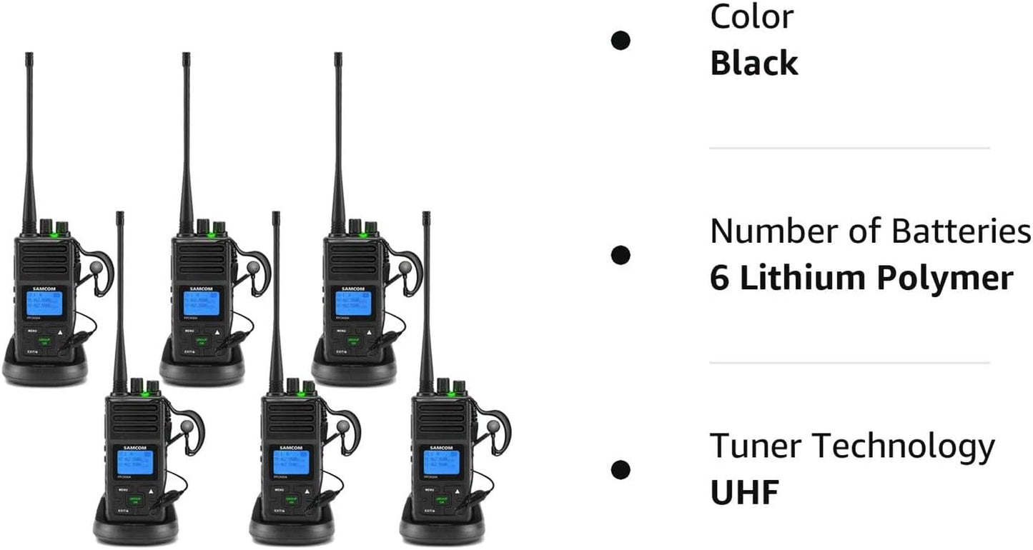 Long Range Walkie Talkies for Adults, 5Watt FPCN30A Two Way Radios with Earpieces,Programmable UHF 2 Way Long Distance Radio GROUP CALL for Commercial Cruises Hunting Hiking,6 Packs