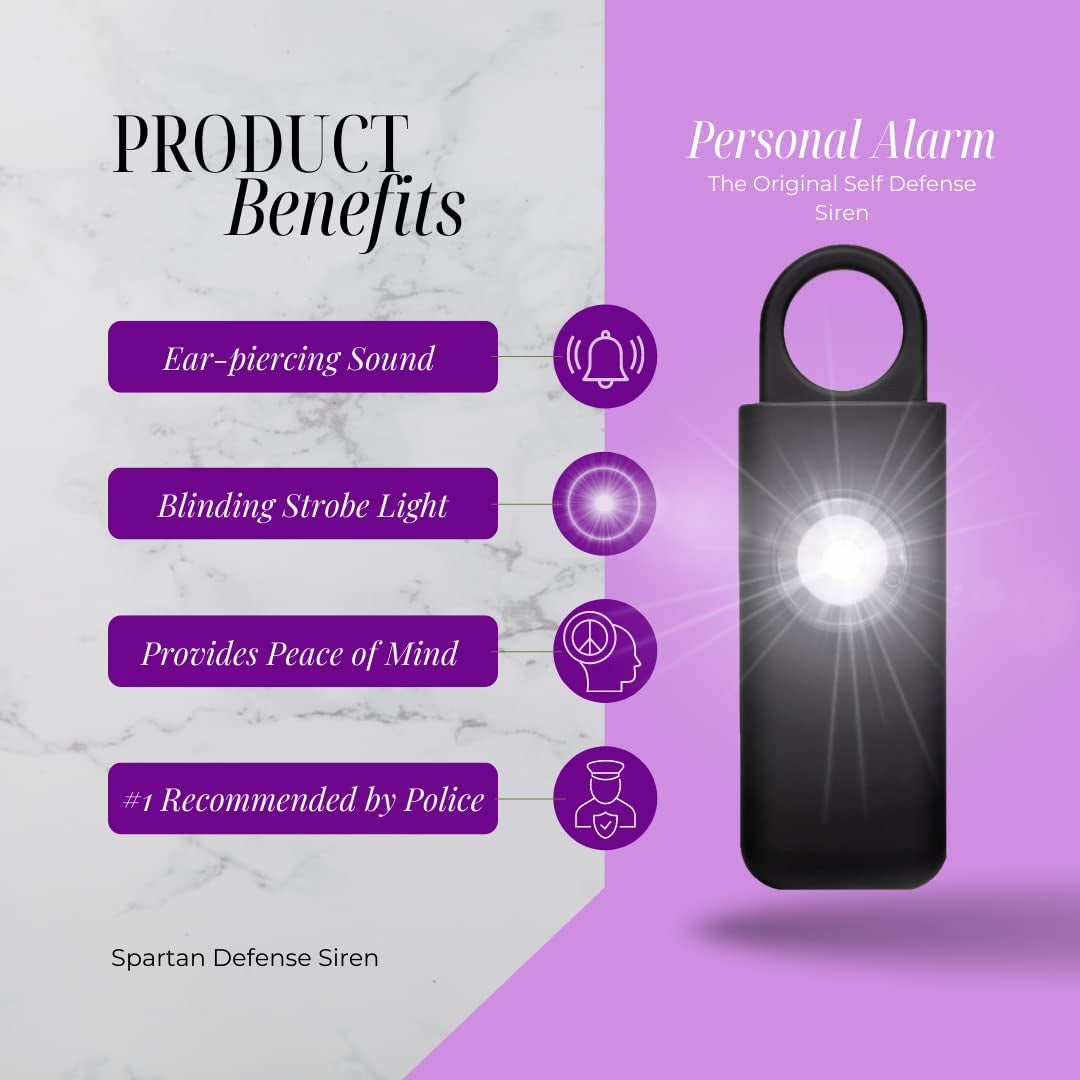 The Original Self Defense Siren Personal Safety Alarm for Women, Men, Kids, Elderly - SOS LED Strobe Light - Air Travel/Tsa Friendly - Emergency Safe Key Chain Device, Pocket Size - 2 Units