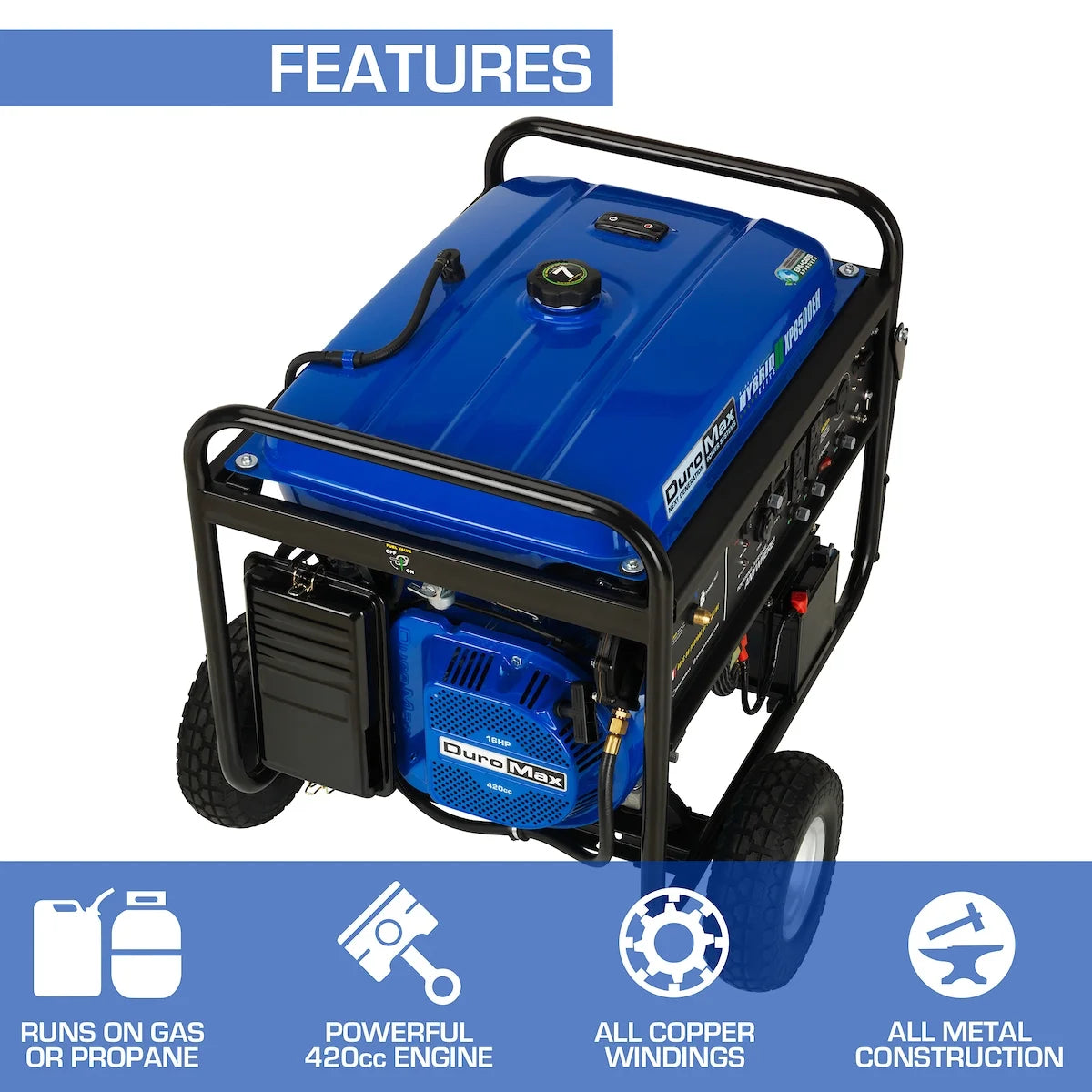 XP8500EH 8,500 Watt Portable Dual Fuel Gas Propane Powered Generator